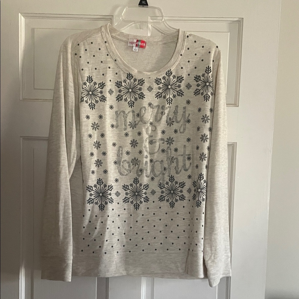 Cream Long Sleeve Snowflake Top